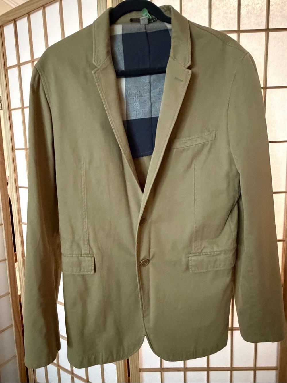 Burberry Olive Green Cotton Blazer Sport Coat